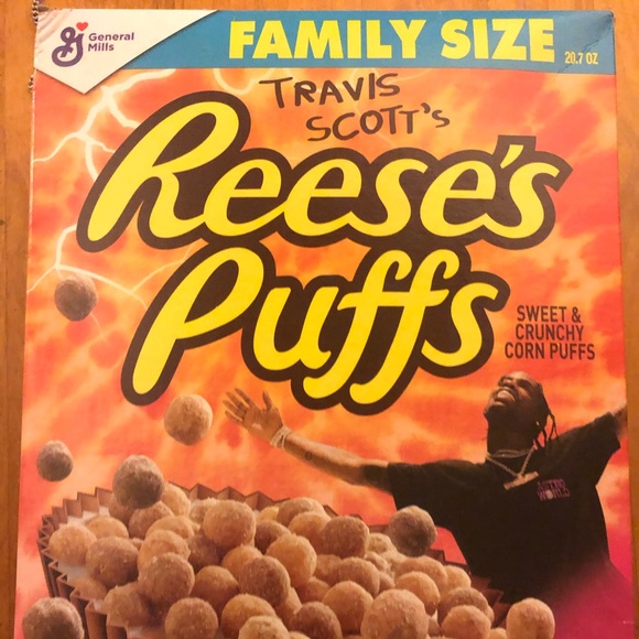 Limited edition Travis Scott resses puffs cereal.